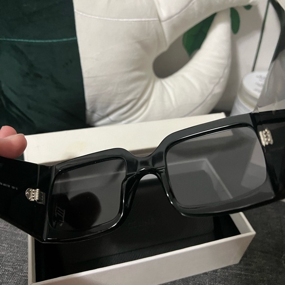 Celine Black Wide-arm Square Acetate Sunglasses - Picture 7 of 11